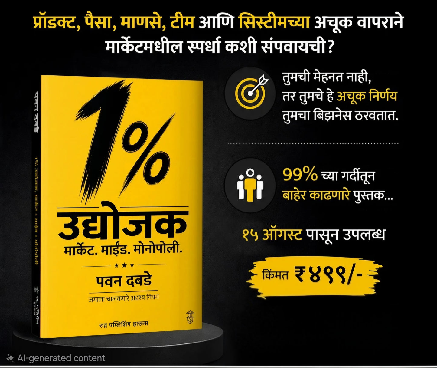 1% Udyojak Market Mind Monopoly by Pawan Dabade 1% उद्योजक मार्केट माईंड मोनोपोली - पवन दबडे