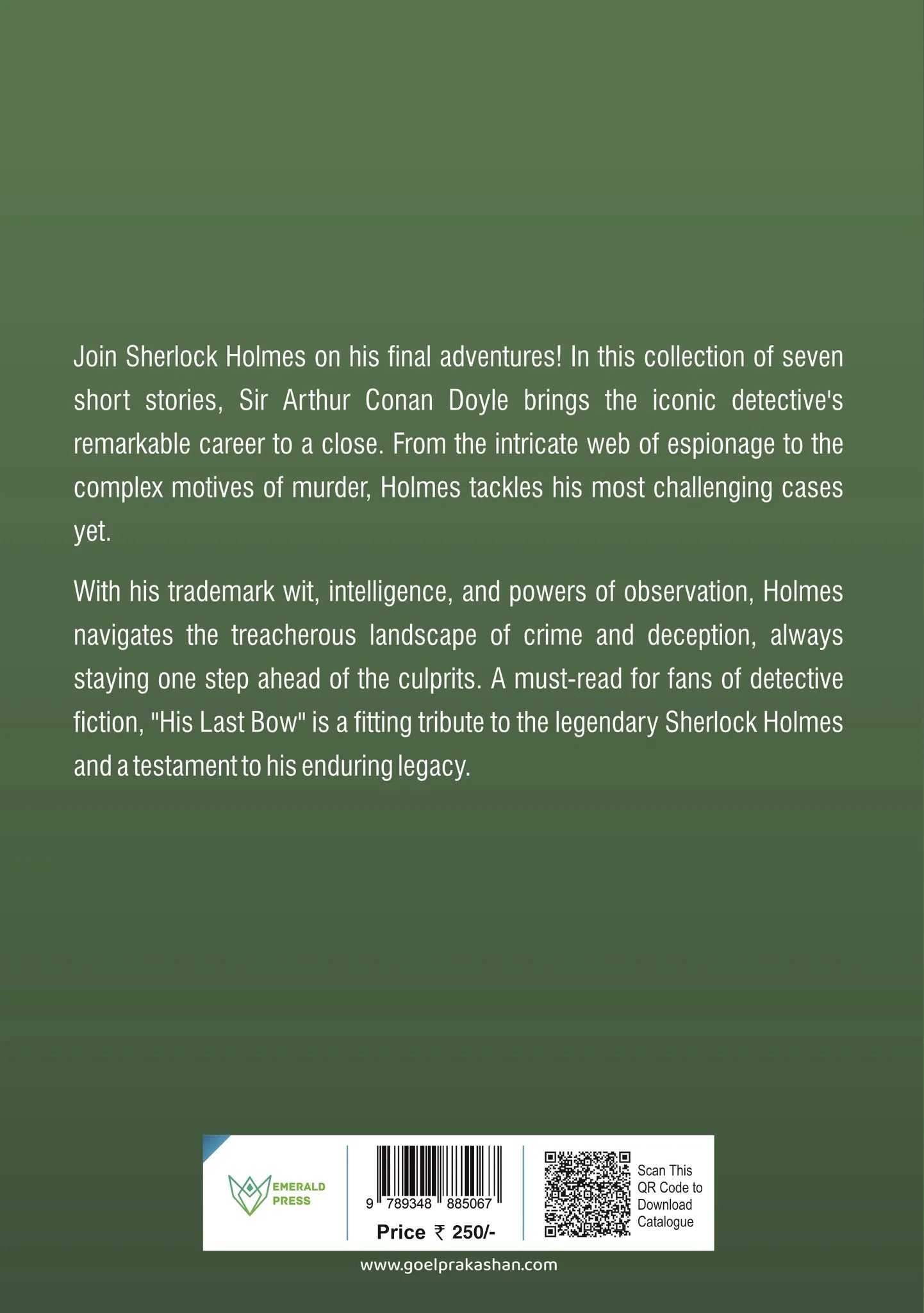 Sherlock Holmes His Last Bow by Sir Arthur Conan Doyle